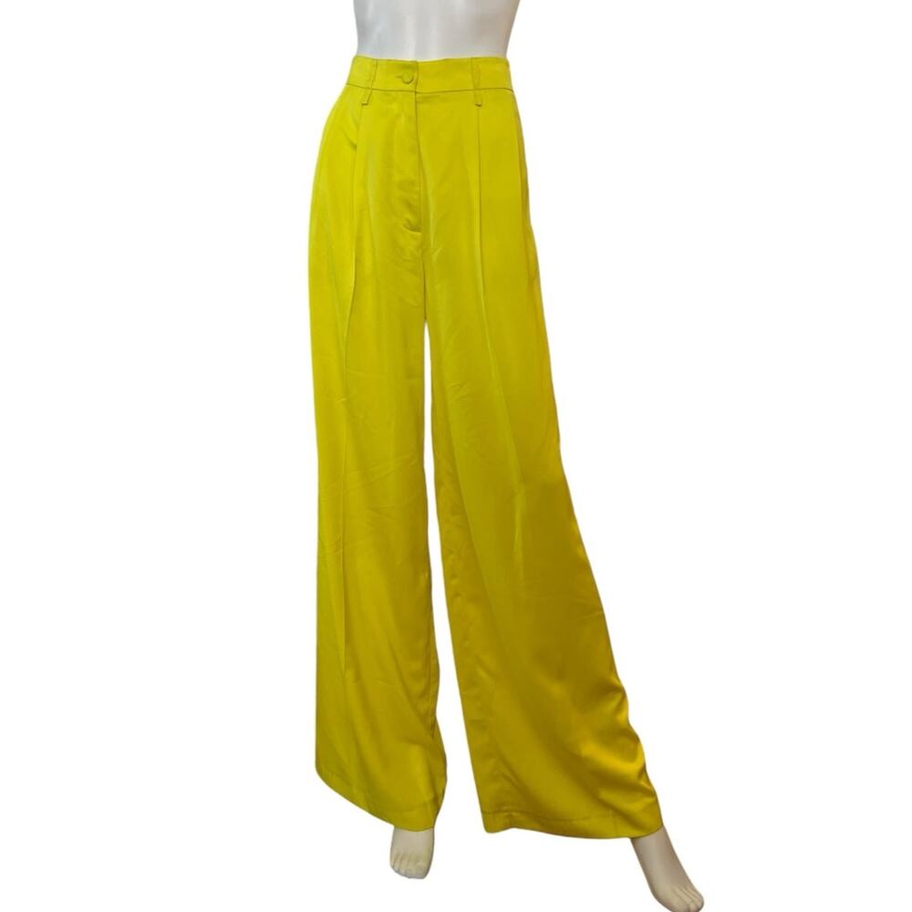 CO|TE CO TE Lavinia Neon Yellow High Rise Wide Leg Trousers Pant NWT IT 38 US 6
